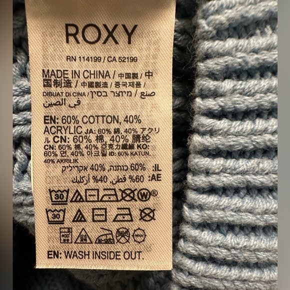 Roxy Light Blue Cable Knit Sweater XL - Picture 6 of 6